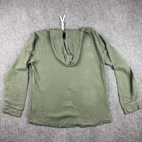 Marine Layer Hoodie Mens XL Green Waffle Knit Hiking Pullover - Picture 2 of 7